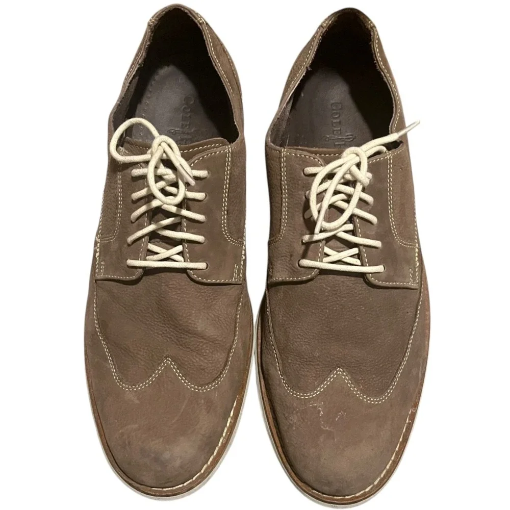 Cole Haan Mens Brown Leather Wingtip Oxford Shoes C10645 Size 11M